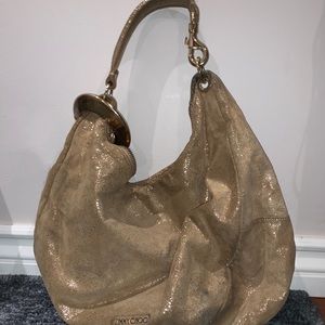 Jimmy Choo Sparkly Tan and Gold Handbag